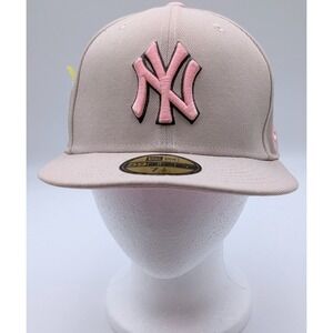 New Era 59FIFTY NY Yankees Fitted Hat 7 1/2‎ Stone Pink Floral Patch Cap
